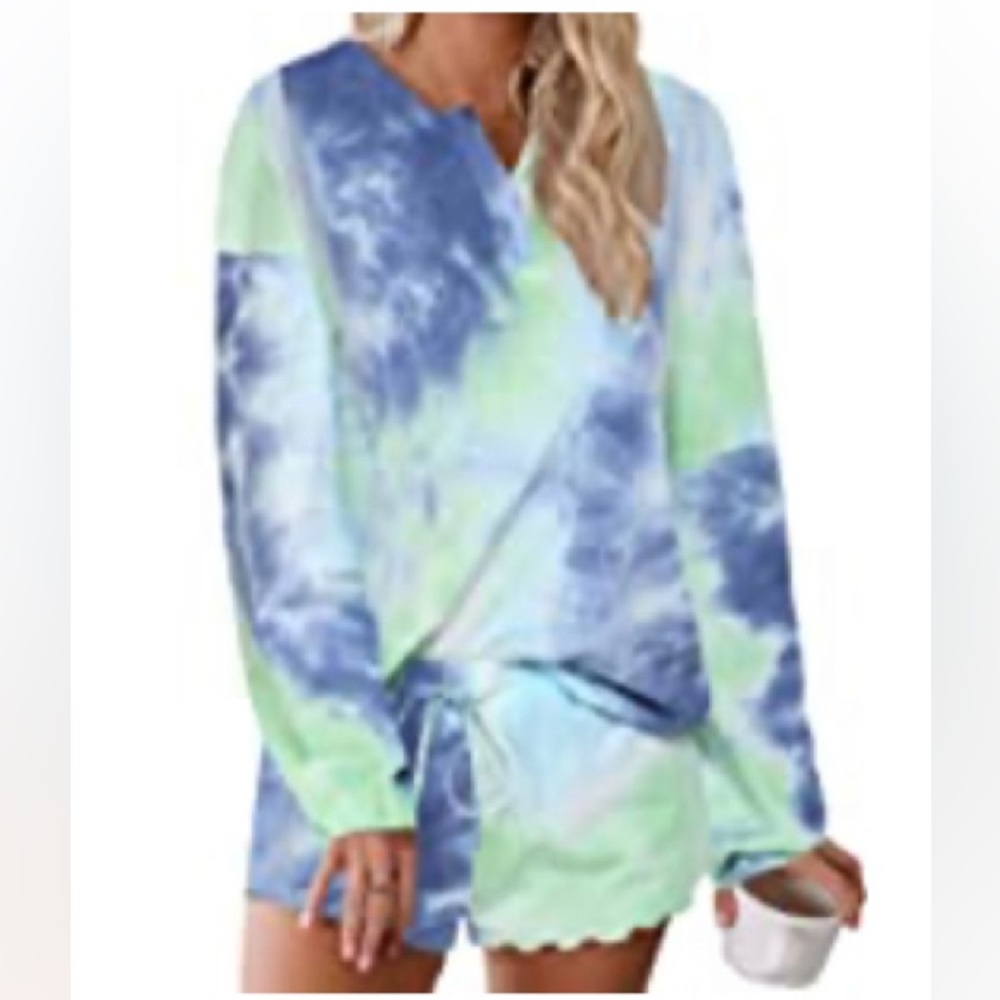 Med Ekouaer Tie Dye Pajamas Set Womens Loungewear Sleepwear 2 Piece PJ Sets